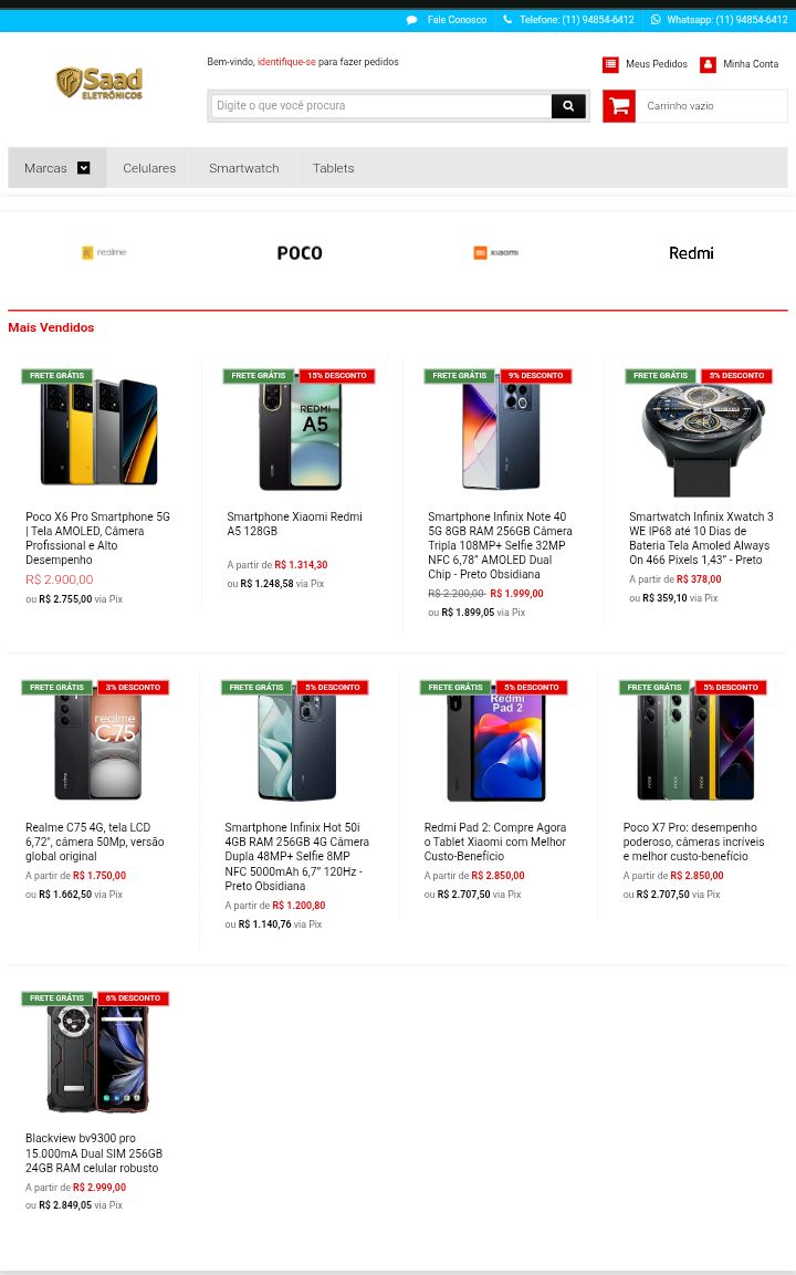 Site de vendas e-commerce para o nicho de celulares, tablets e notebook.
